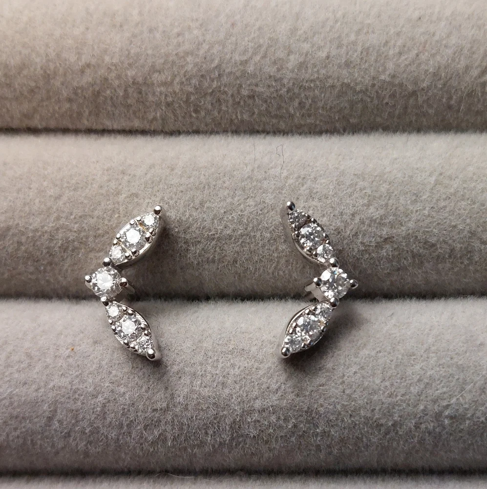 Moissanite Sterling Silver Stud Earrings NEW